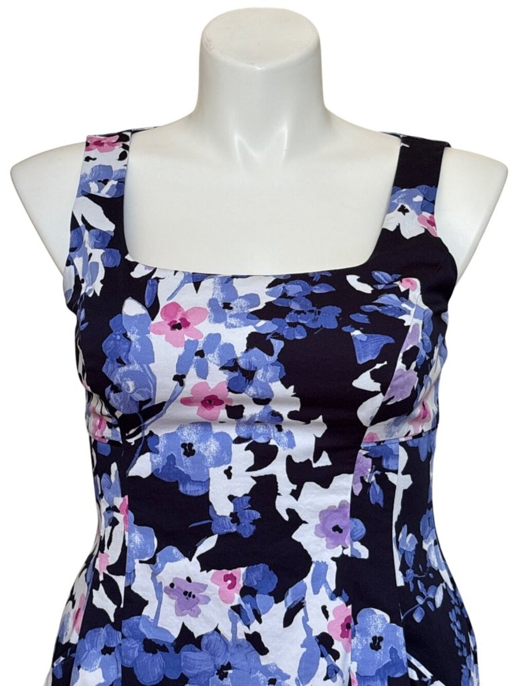 Lauren Ralph Lauren Women's Navy Floral Fit & Flare Dress, Sleeveless Size 12 - Picture 4 of 12